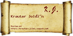 Krauter Jolán névjegykártya